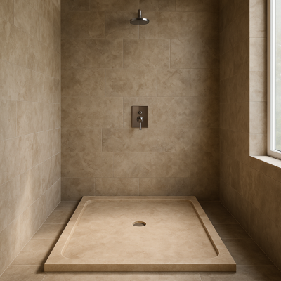 bac à douche en travertin
