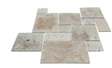 Carrelage  (Dallage) Travertin 2ème choix MIX 2 Mix nuancé Opus x1,2cm